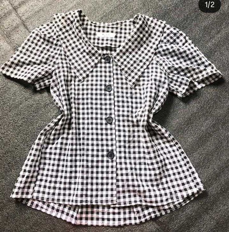 Gingham Peter Pan Collar Top