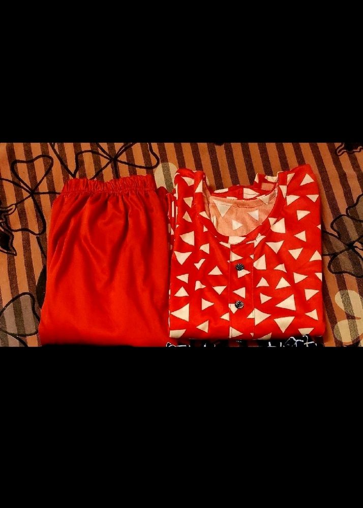 Red Kurta Pallazo Set ♥️