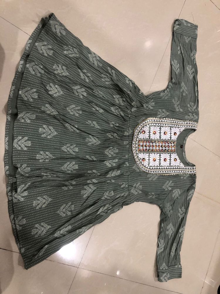 Elegant Green Embroidered Tunic