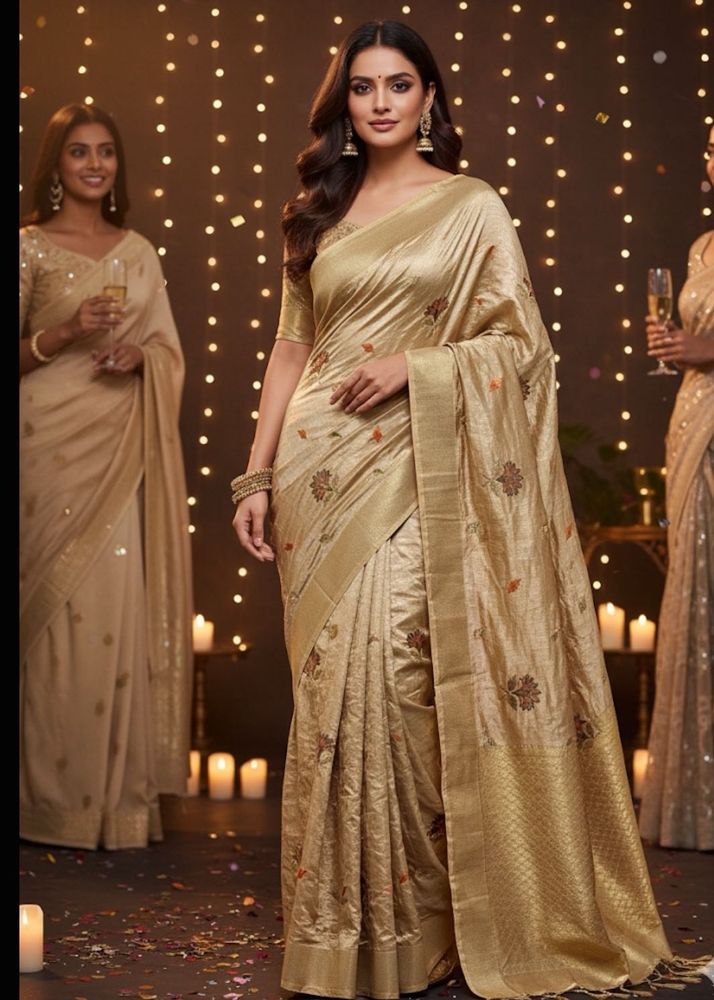 Elegant Gold Embroidered Saree