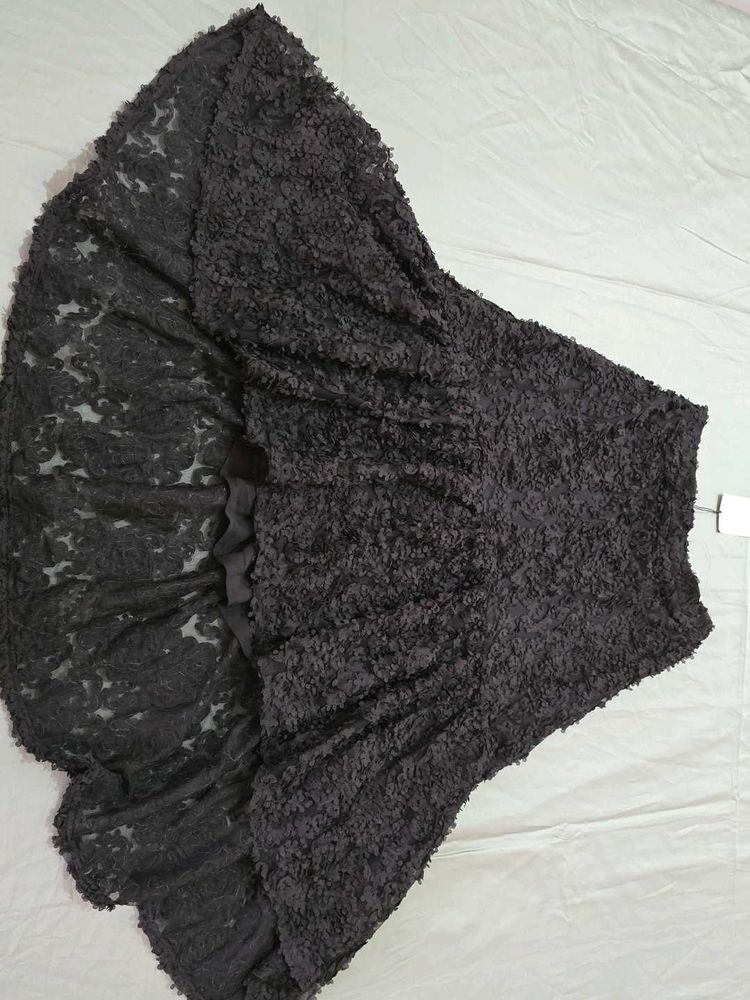 Chic Asymmetrical Lace &amp; Shaggy Skirt