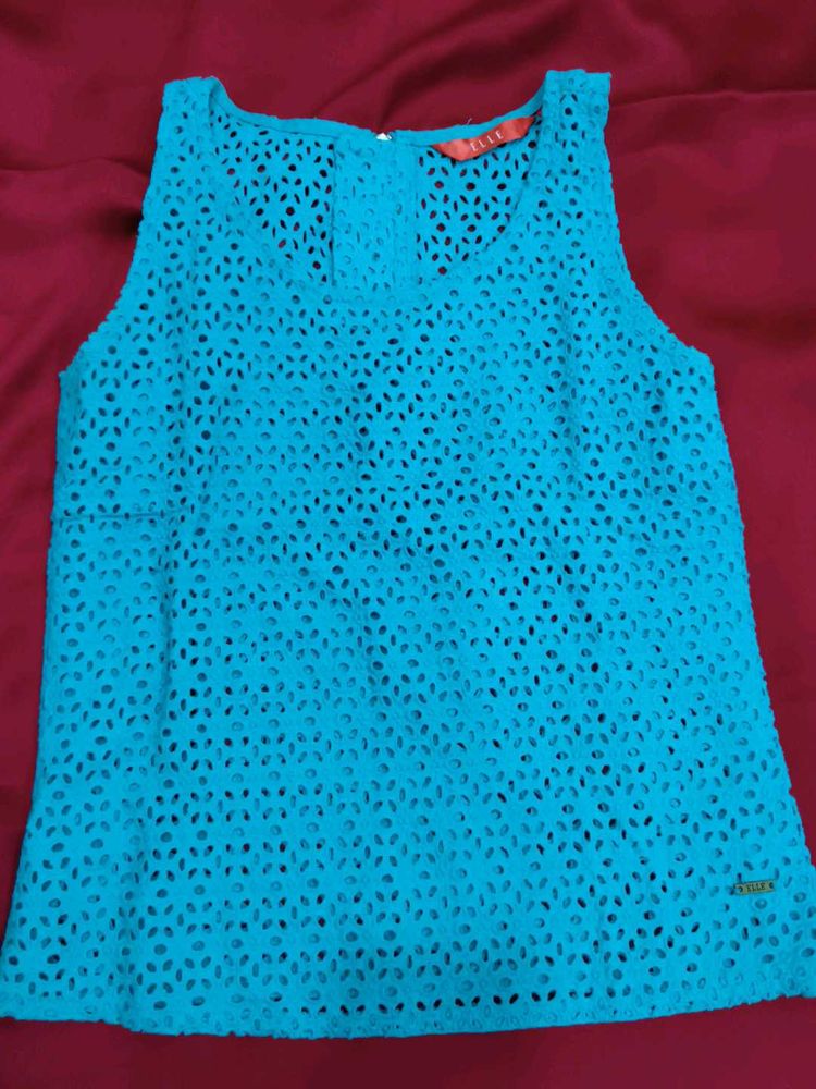 Elle Blue Cutout Tank Top