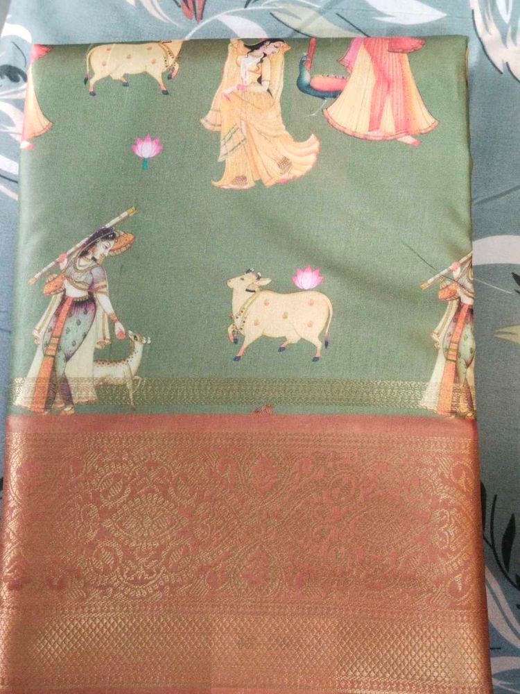 Sage Green Printed Saree