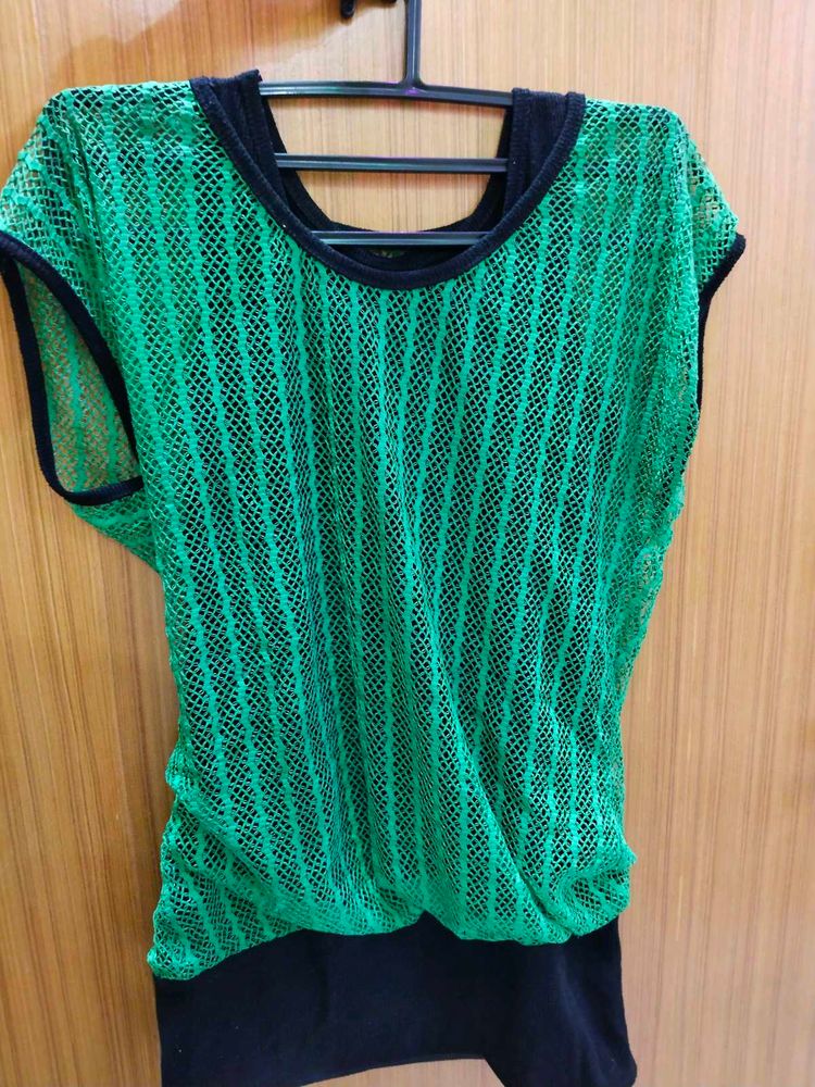 Green Fishnet Top