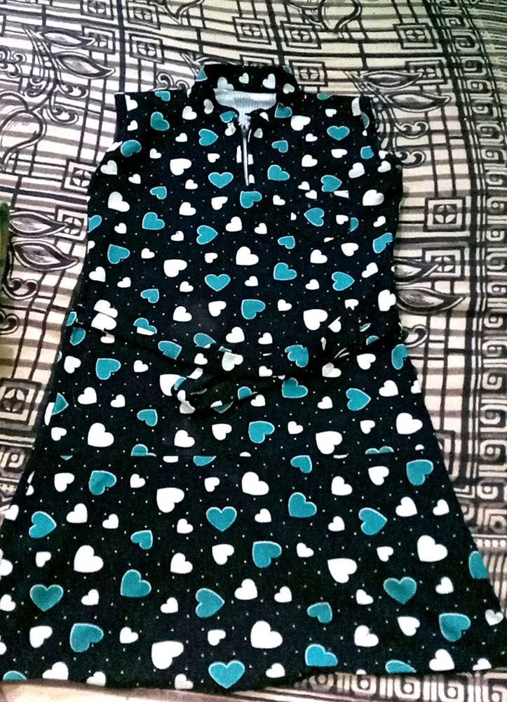 Heart Print Sleeveless Dress