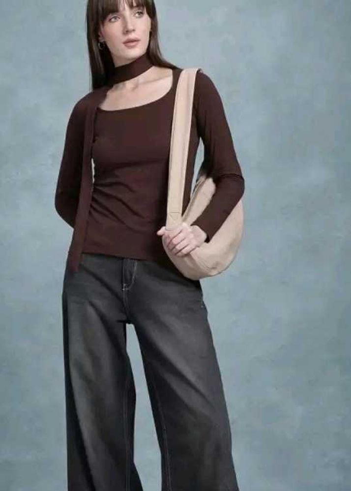 Brown Ribbon Top