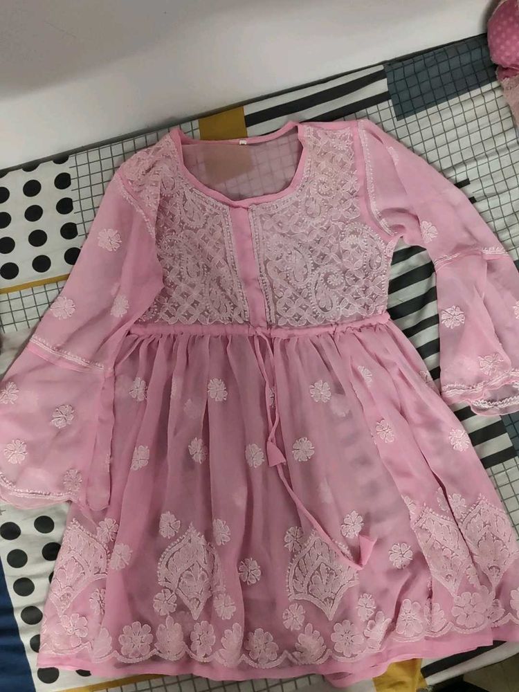Pink Lucknow Chikan Top
