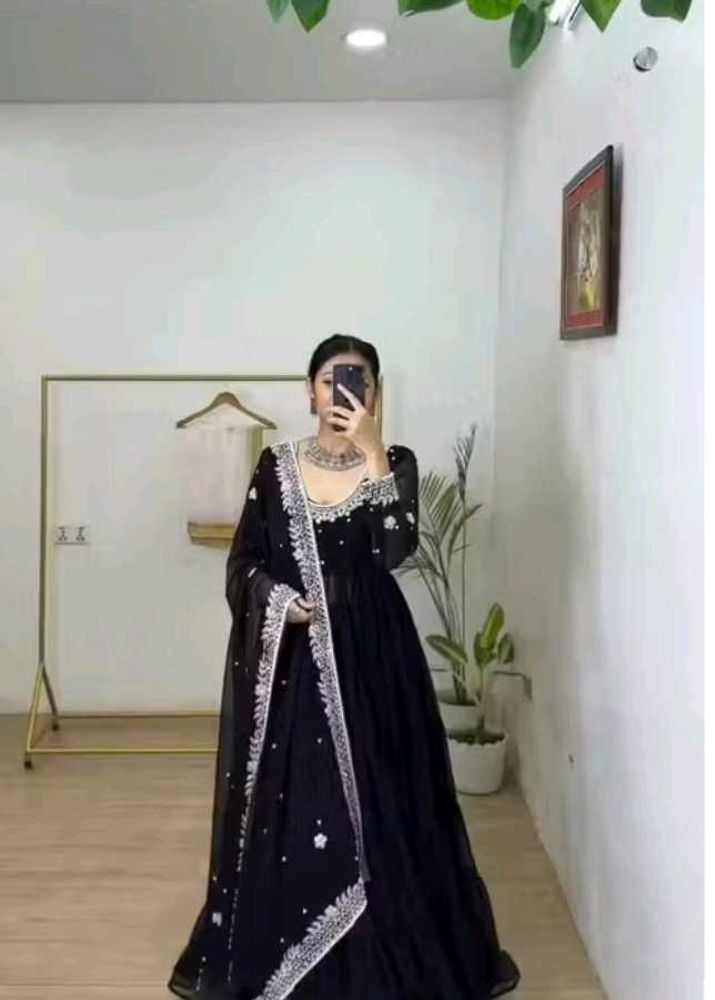 Elegant Black Anarkali Suit with Dupatta