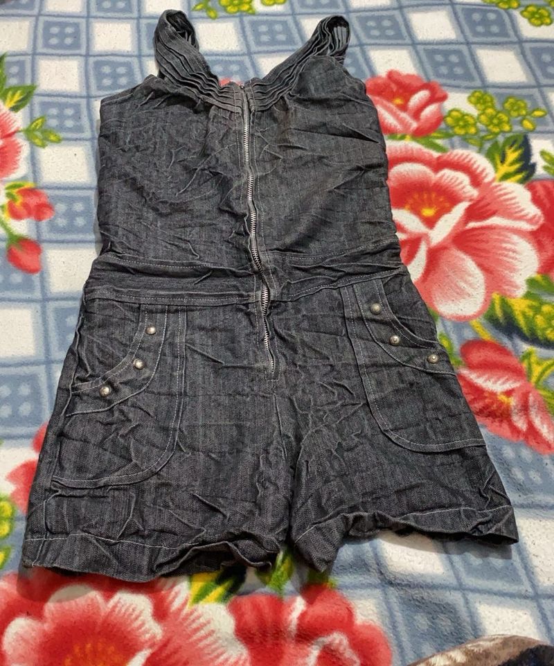 Grey Dungarees Short Dress