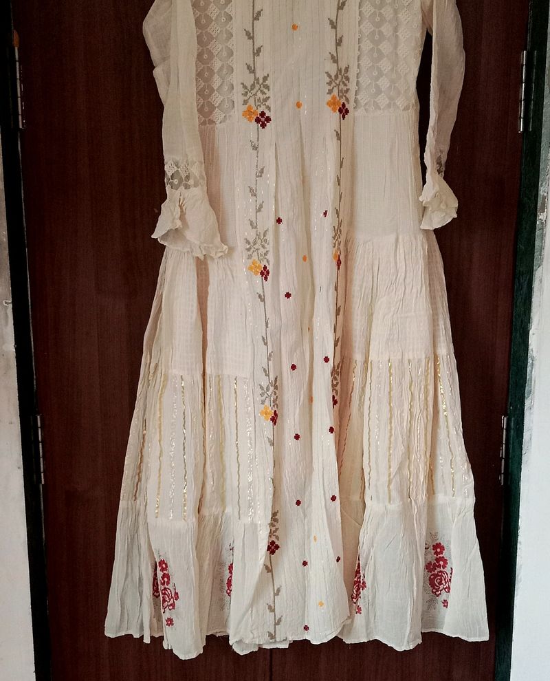 Off White Anarkali Gown Perfect For Your Holi
