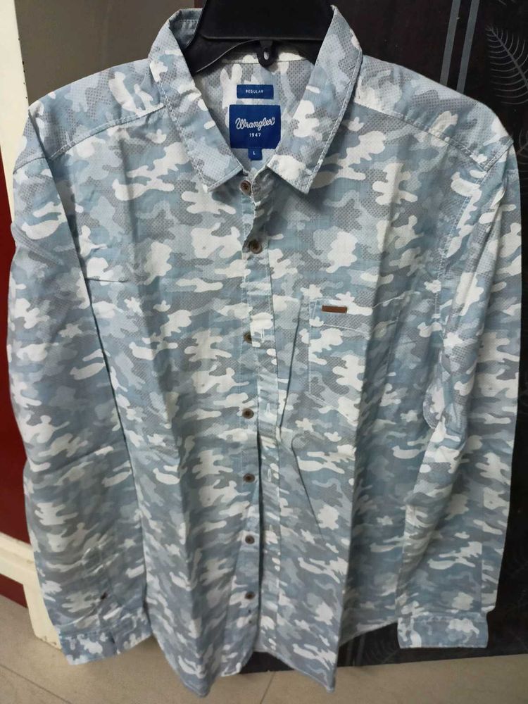 Wrangler Brand Shirt Blue White Shade
