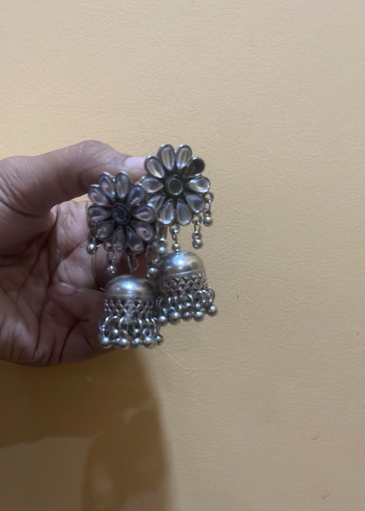 Silver Jhumka Earrings