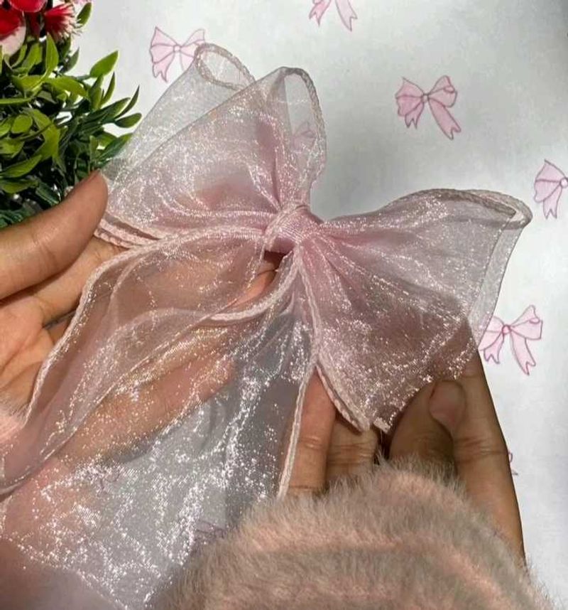 Pink Sheer Organza Hair Bow