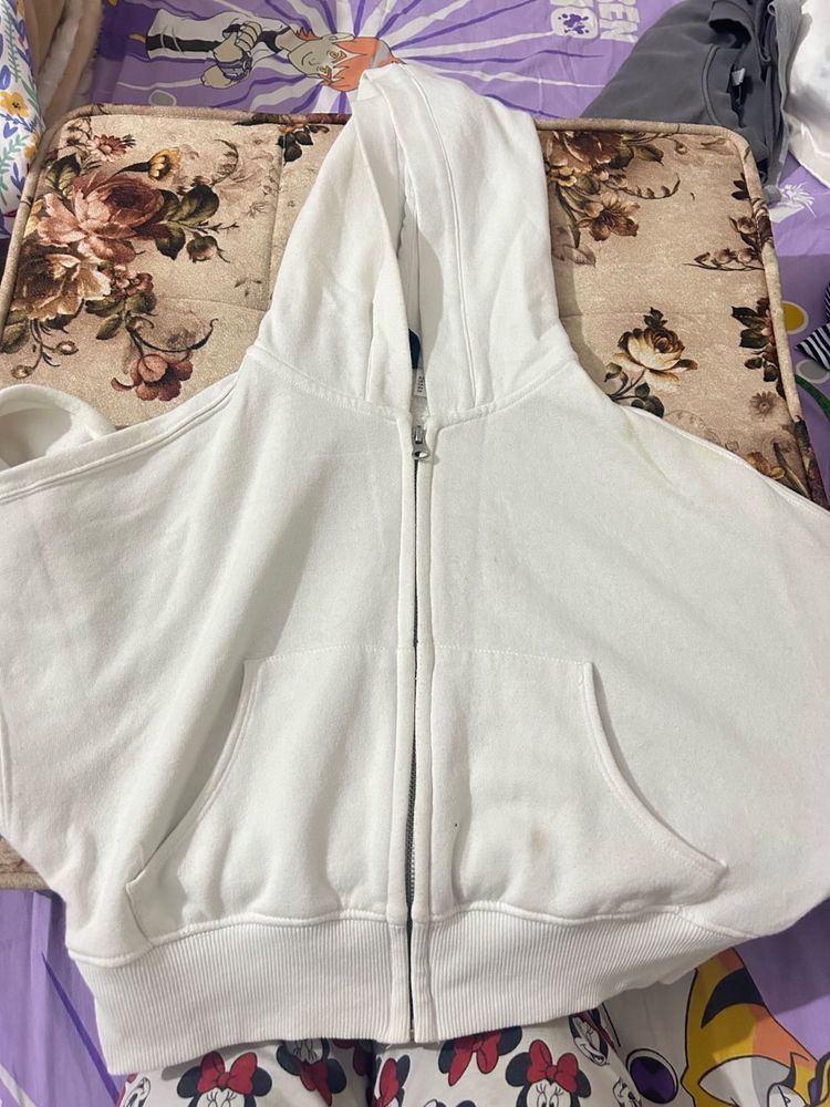 H&amp;M Cropped Zip-up Hoodie