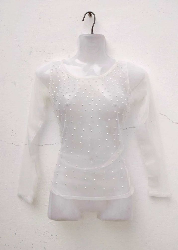 Pearl Embellished Sheer Top