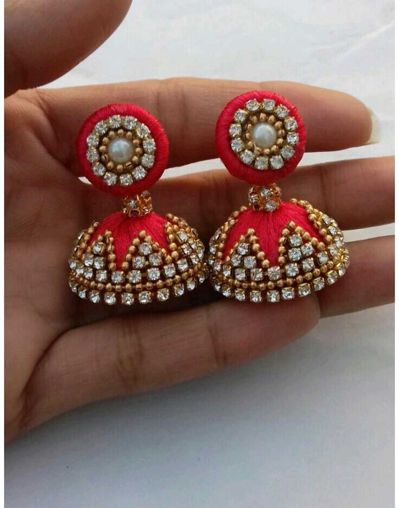 Red Jhumka Earrings