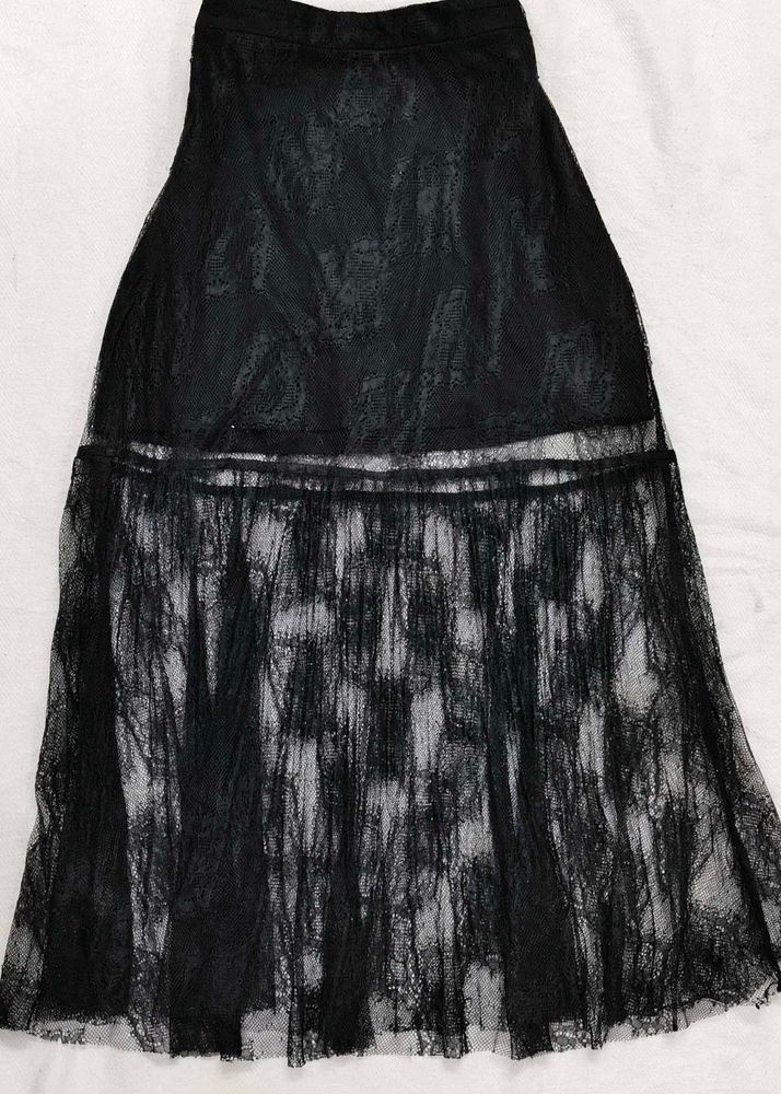 Gothic .Black Lace Skirt