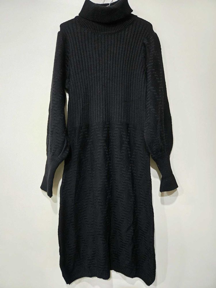 Black Turtleneck Knit Dress