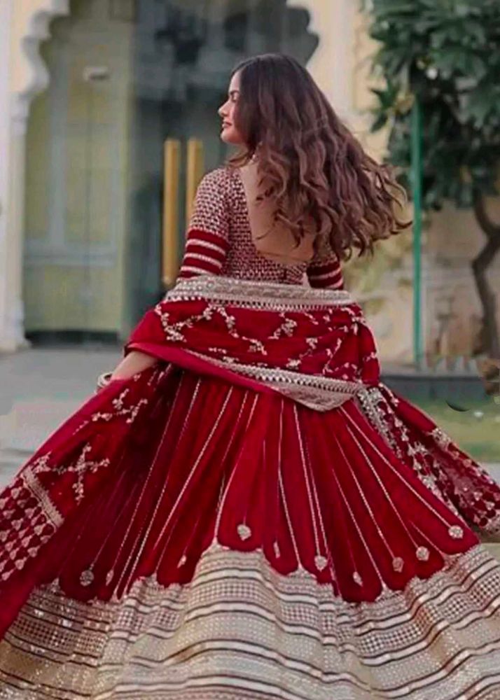 Red Embroidered Lehenga Choli