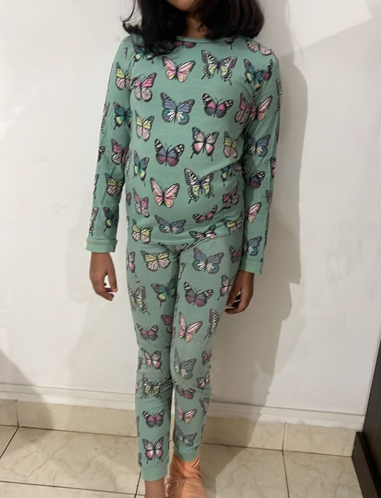 Butterfly Print Long Sleeve Top and pajama