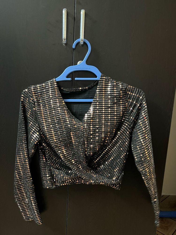 Sparkly Black Crop Top