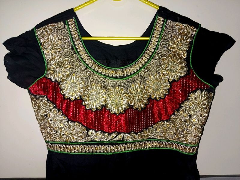 Black Embroidered Anarkali Kurti