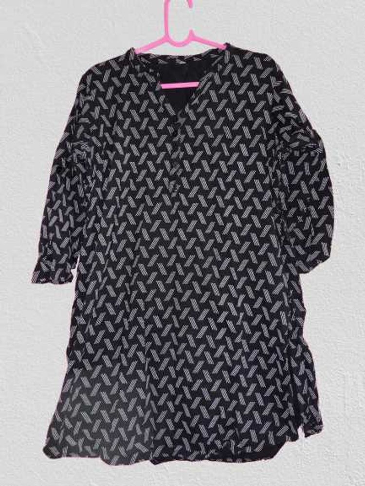 Black Geometric Print Tunic Kurti