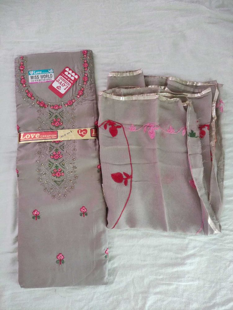 unstitched dress material for women, grey