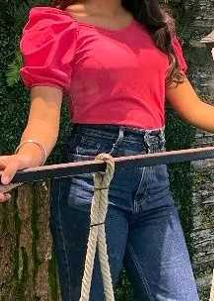 Red Puff Sleeve Top