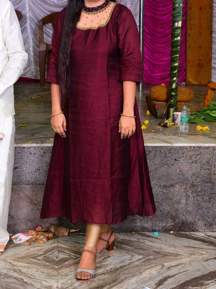 Elegant Maroon A-Line Dress