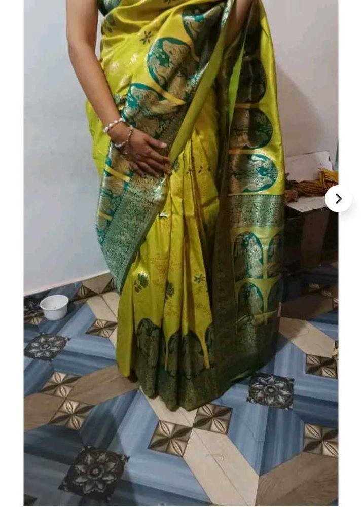 Elegant Yellow &amp; Green Saree