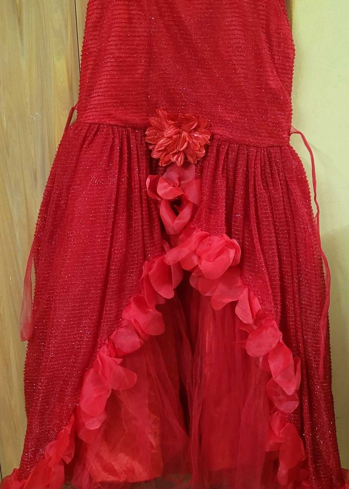 Red Dress with Flower Detail