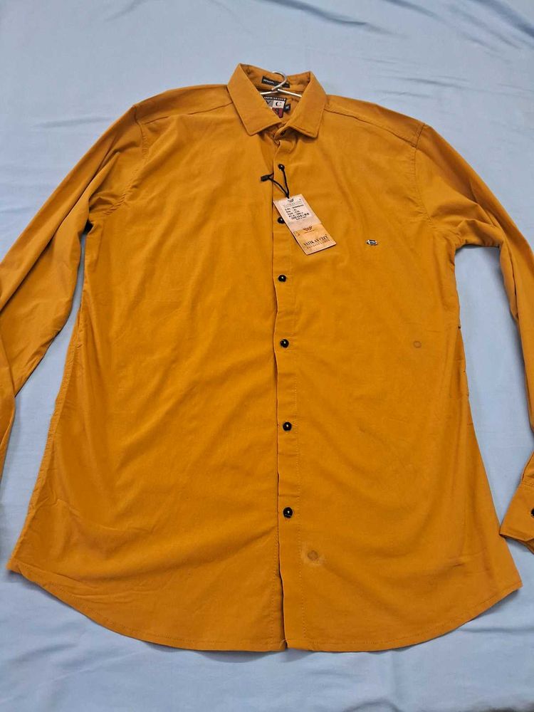 Mustard Button-Down Shirt With Tag