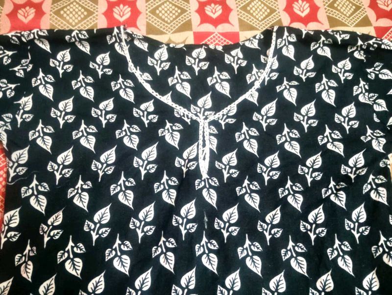 🖤Black Charm Printed Cotton Kurti – Everyday