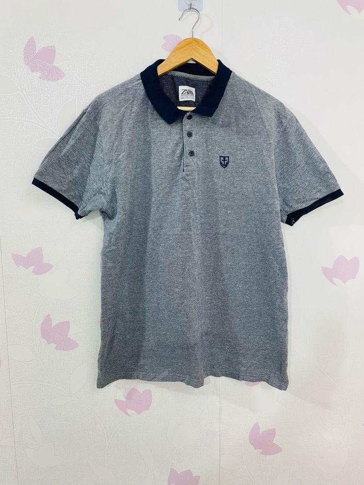 Zara Men Grey Polo T-shirt