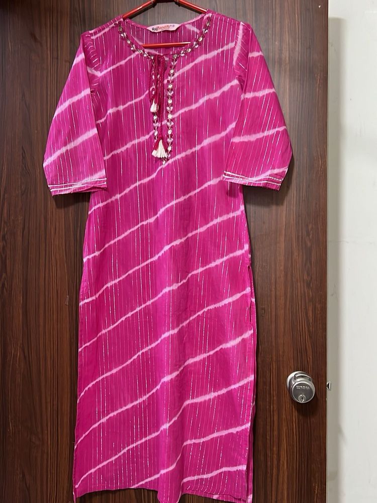 Pink Striped Kurta &amp; Dupatta