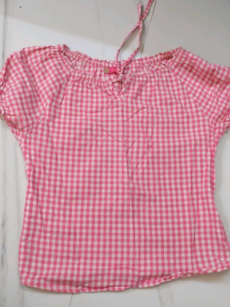 Pink Gingham  Top