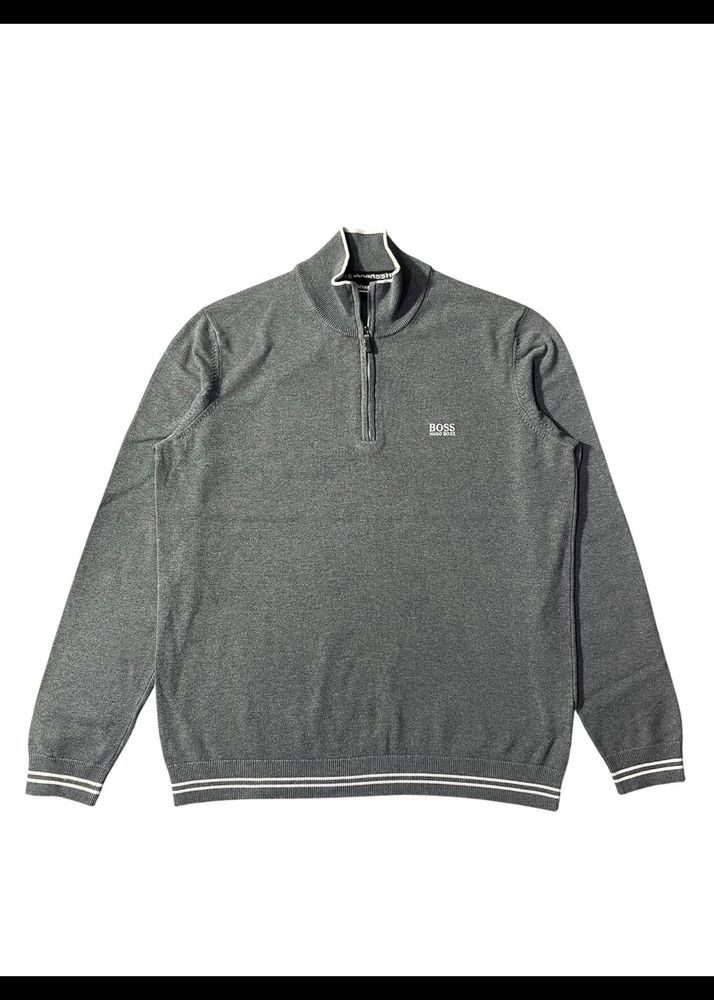 BOSS Grey Half Zip Sweater
