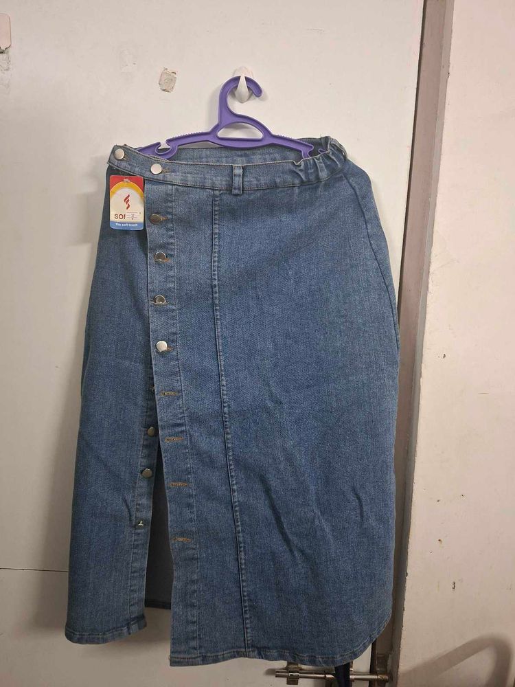 Denim Button-Down Skirt