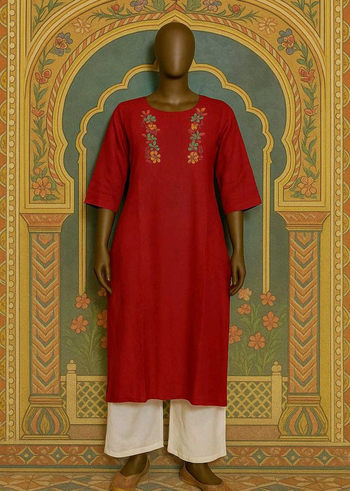 🇳🇿💫❤️Red Embroidered Kurti Beautiful Design
