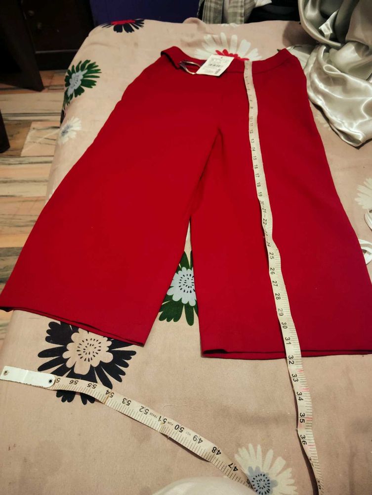 Red Wide Leg Pants