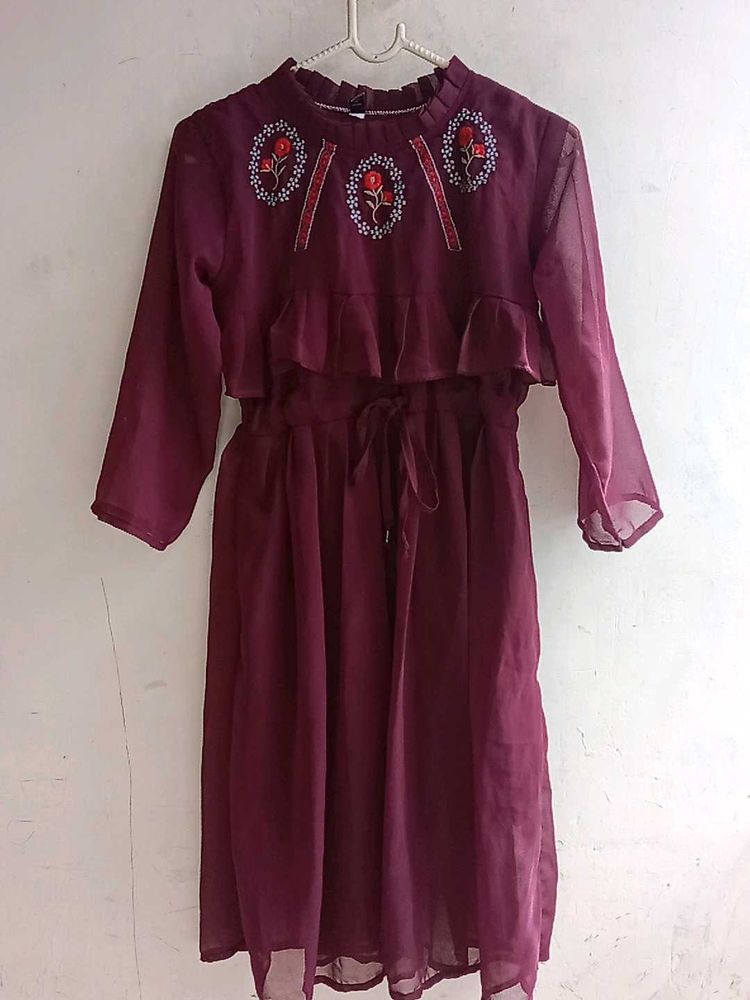 Purple Embroidered Midi Dress 💜