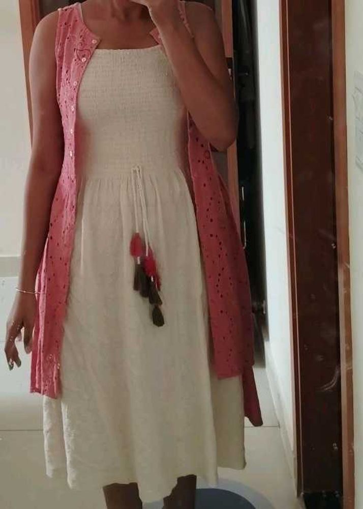 White Dress with Pink Shrug