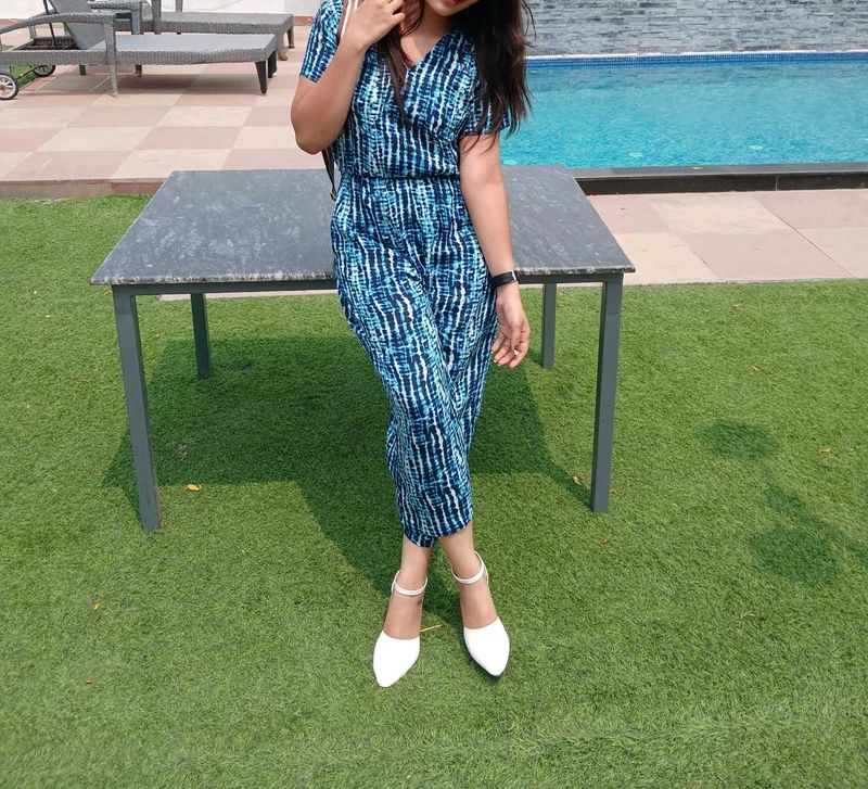 Blue Tie-Dye Jumpsuit