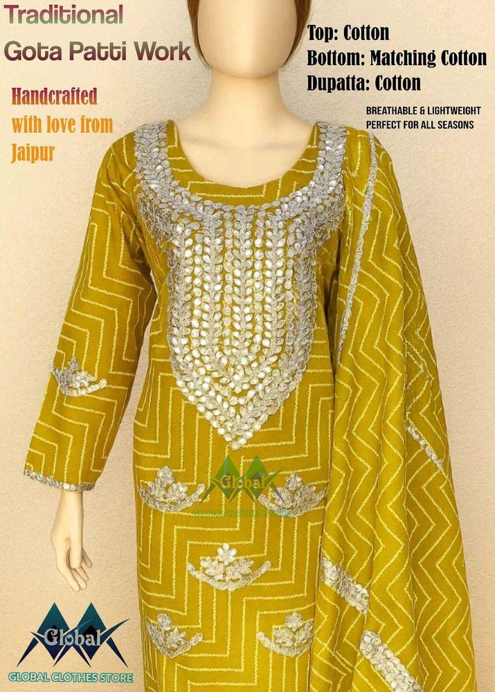 Jaipuri Gota Patti Dress Material Pure Cotton