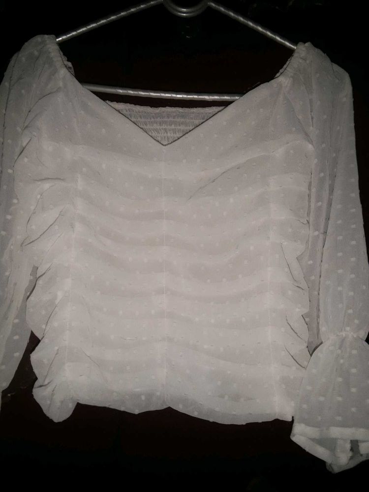 White Sheer Sleeve Top
