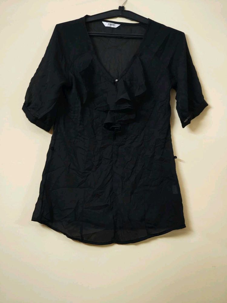 Elegant Black Ruffle Blouse