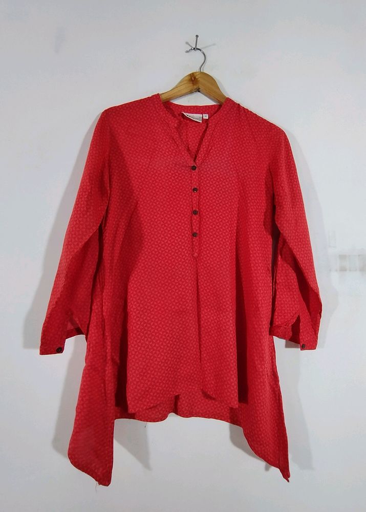 Red And Corel Printed Top (Women&#39;s)