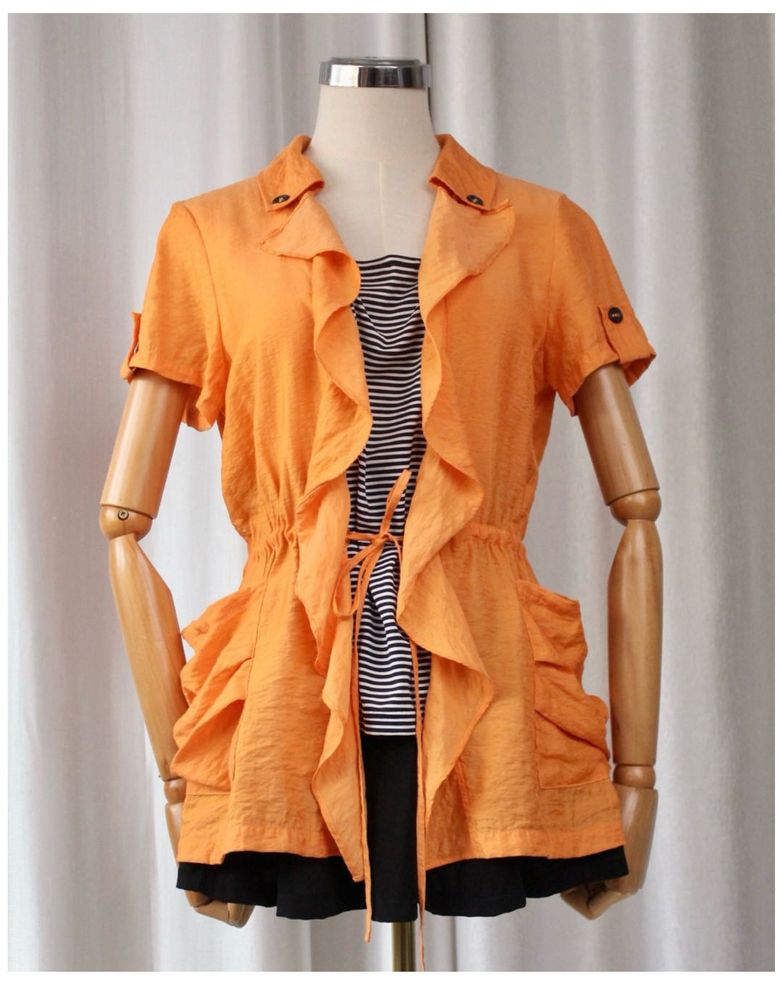 🪔24Hrs DIWALI SALE🪔Faux 2Pc Orange Ruffle Top