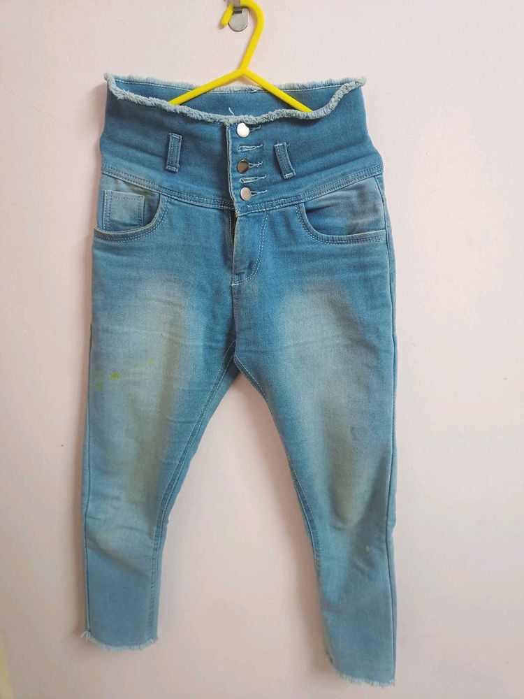 High-Waisted Denim Jeans